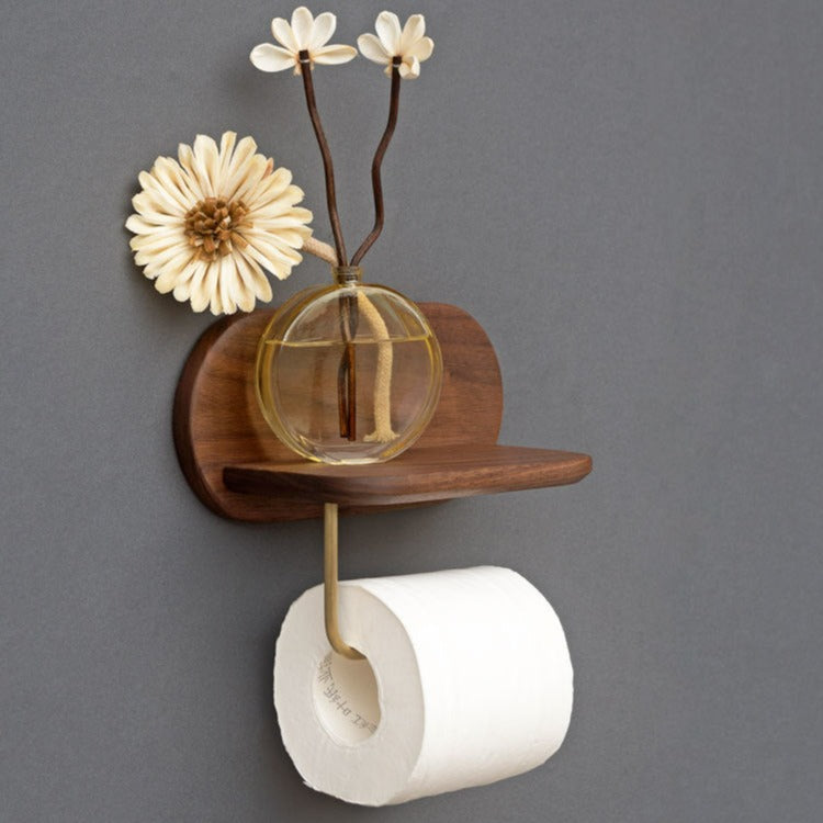 Solid Wood Brass Tissue Holder