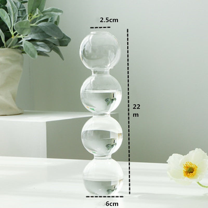 Clear Glass Flowers Vase, Model #2