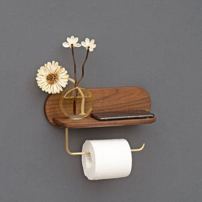 Solid Wood Brass Tissue Holder