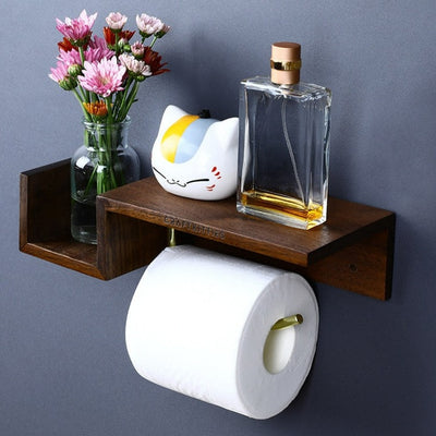 Wall-mounted Wooden Paper Towel Rack