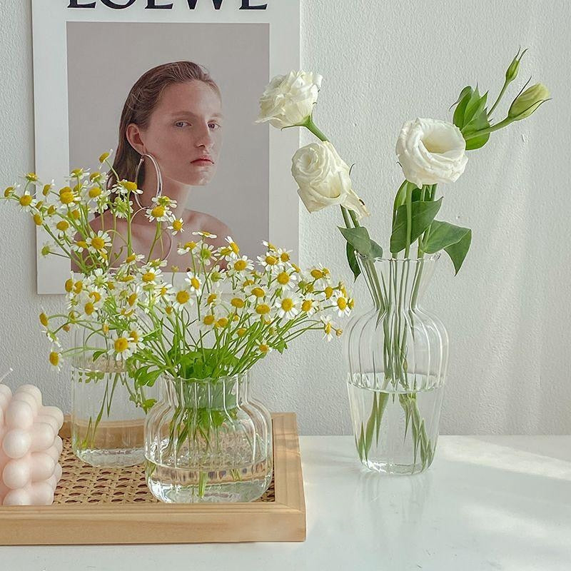 Clear Glass Flowers Vase, Model #2