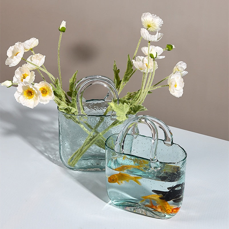 Glass and Bubble Glass Flower Vase