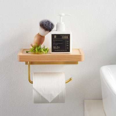 Metal Wood Tissue Holder Wall-mounted