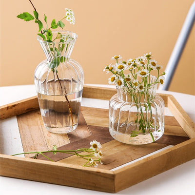 Clear Glass Flowers Vase, Model #2