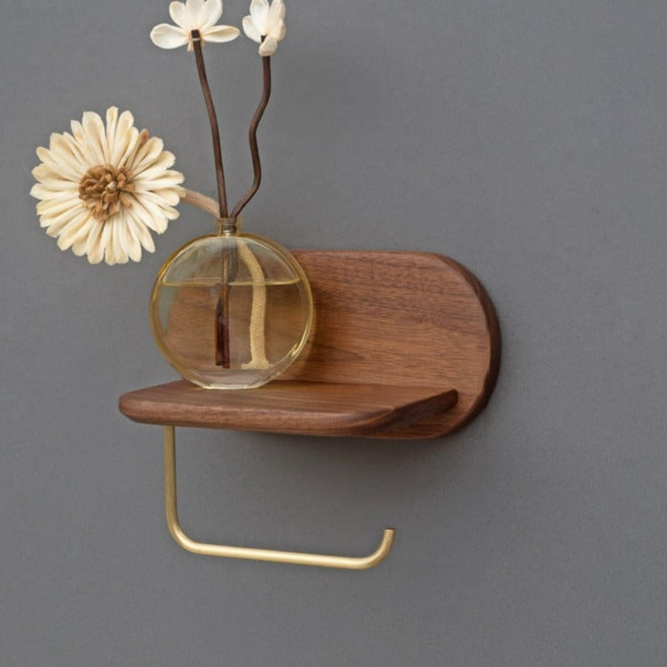 Solid Wood Brass Tissue Holder